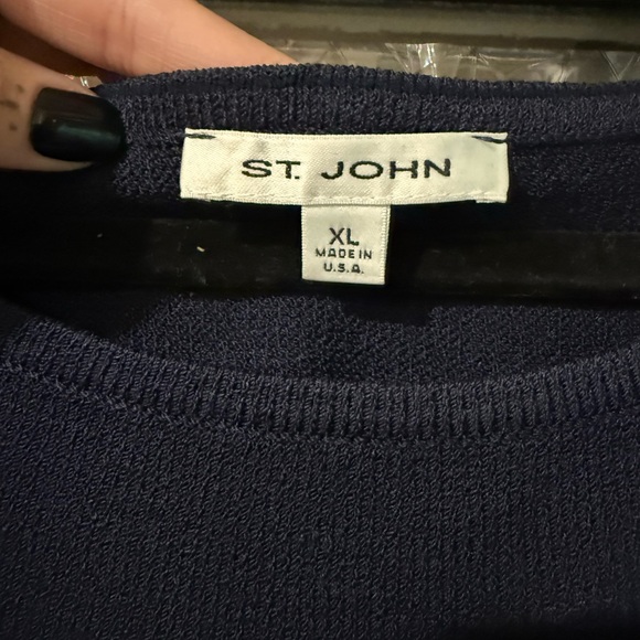 St John Women XL Tank Navy Sleeveless Chic Minimal Beachy Nantucket Vacation - Picture 3 of 5